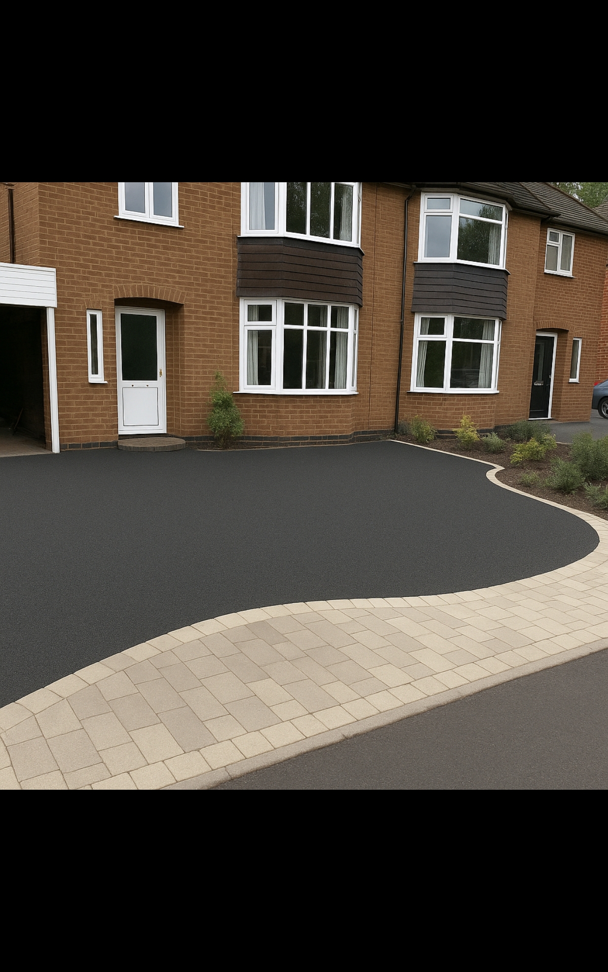 A new block paving on a driveway 